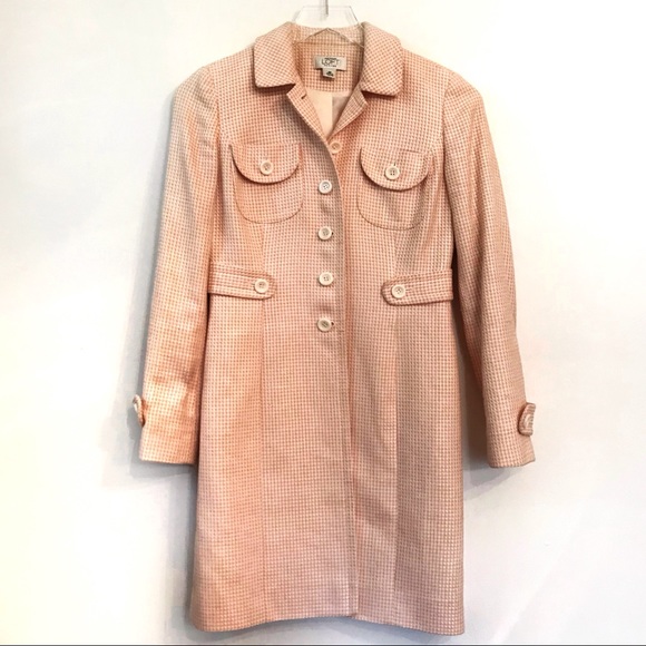 Ann Taylor Petite Tweed Trench Coat Jacket Preppy - Picture 4 of 6